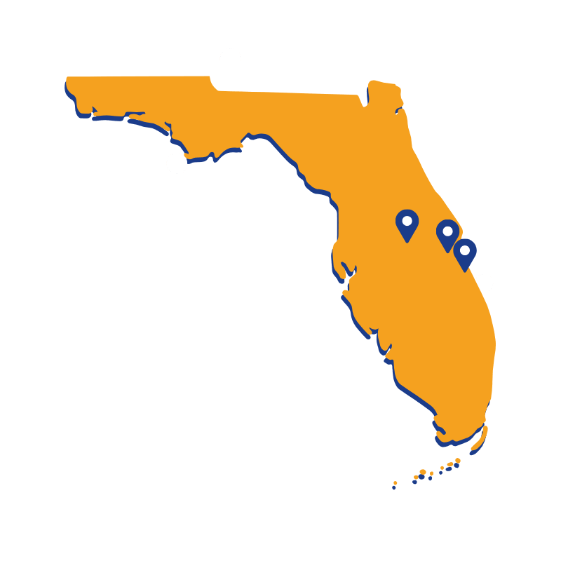 Wonder Roofing service area map across Brevard County and Orlando